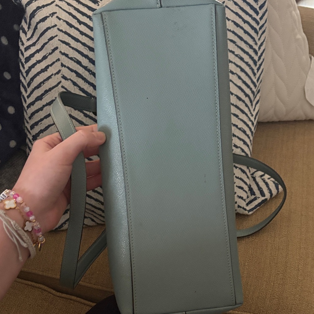 Coach Teal Leather Tote Bag - Picture 5 of 5